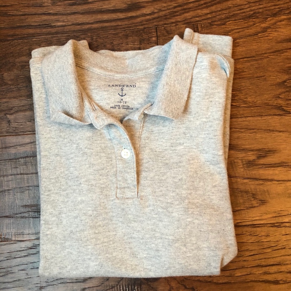Land’s End - Boy’s M Polo Light Grey Short-Sleeve